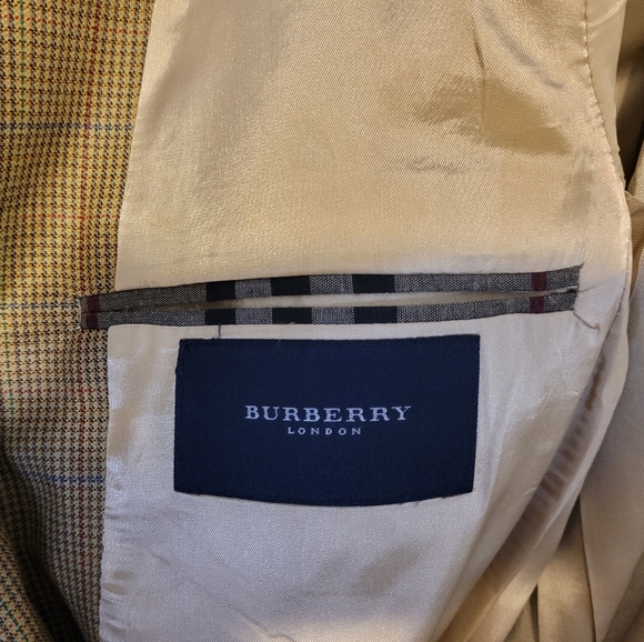 Burberry 40R Beige, Blue, Yellow, Red Windowpane Mens Wool Mens Sport Coat - Picture 8 of 9